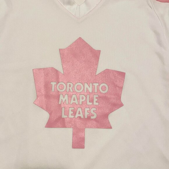 NHL Women's Pink and White Toronto Maple Leafs Jersey - Picture 2 of 16